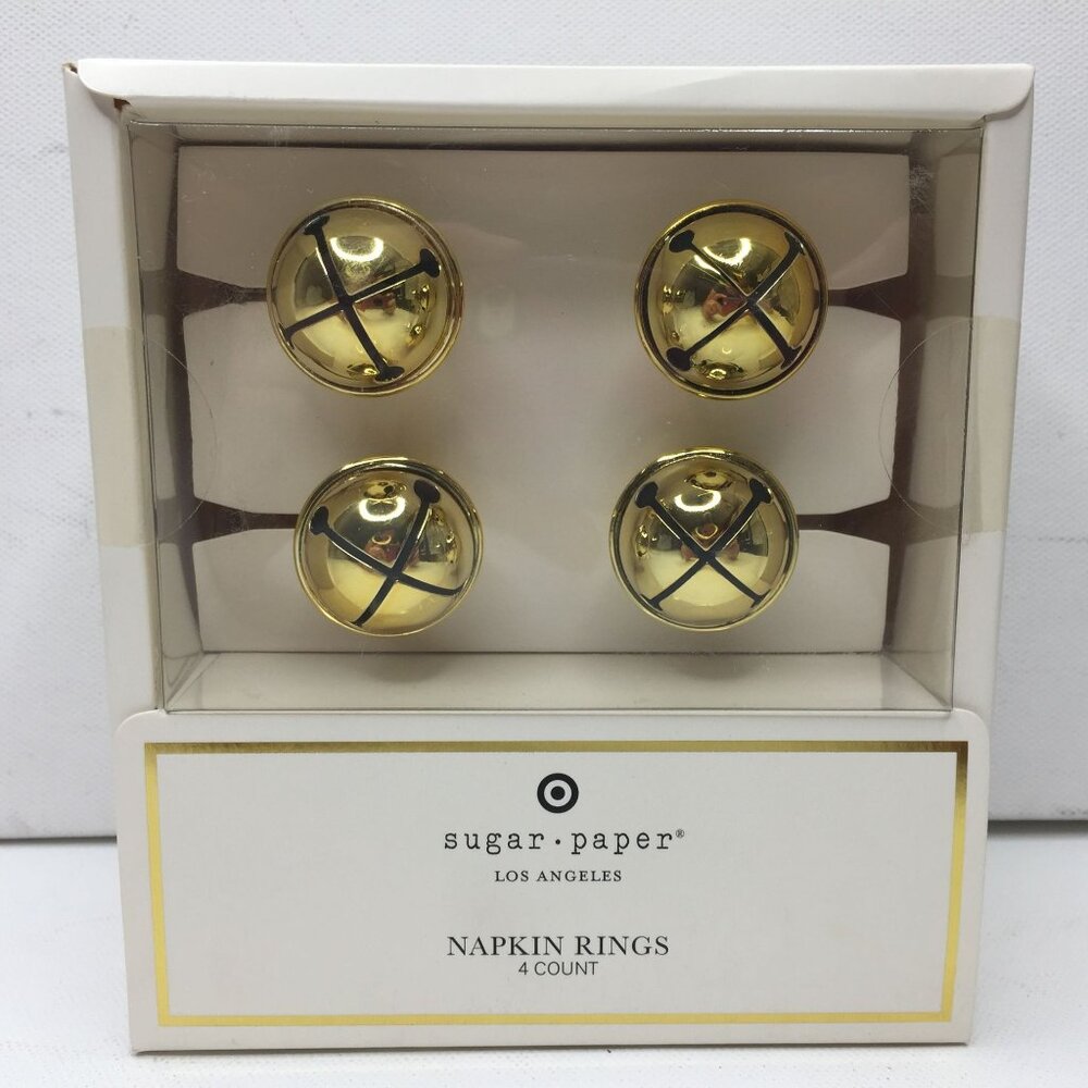Sugar Paper Gold Bell Napkin Rings 4 Count Christmas Holiday Tablescape